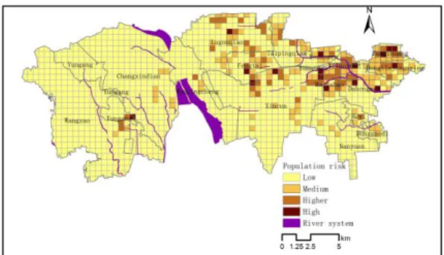 Figure 8. The spatial variation of population risk in Fengtai district 