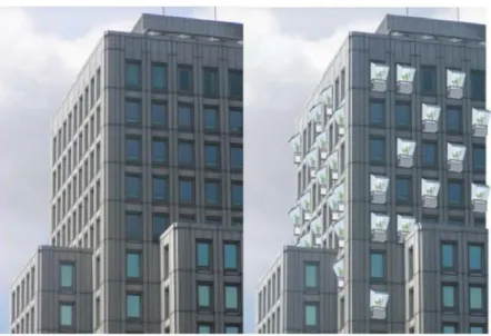 Figure 4. Incorporating greenery into a building, before and after. 