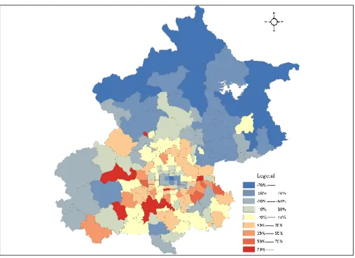 Figure 6. Differences between model data and survey data of house prices 