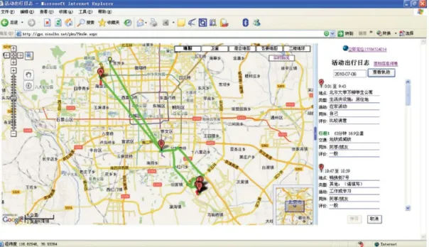 Figure 2. Activity and travel information filling interface for respondents 