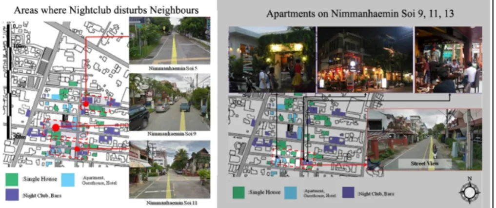 Figure 10. Conflicts between residential &amp; nightclubs on Nimmanhaemin Soi 9, 11, 13 