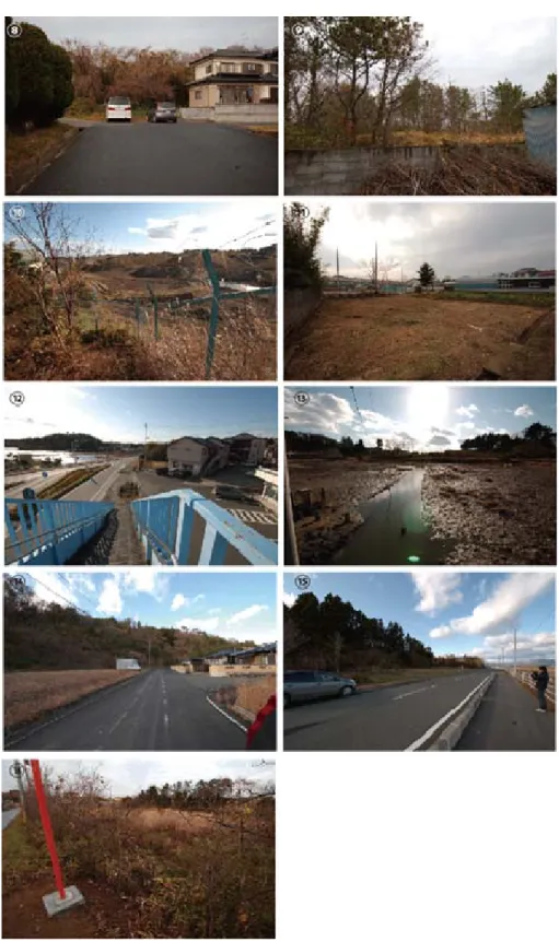Figure 3. Nine photos of settlement relocation candidate sites in β city  (Numbers in this figure correspond to Figure.5) 