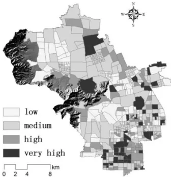 Figure 5. Distribution of population vulnerability levels in daytime 