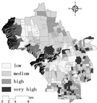 Figure 6. Distribution of population vulnerability levels in nighttime 