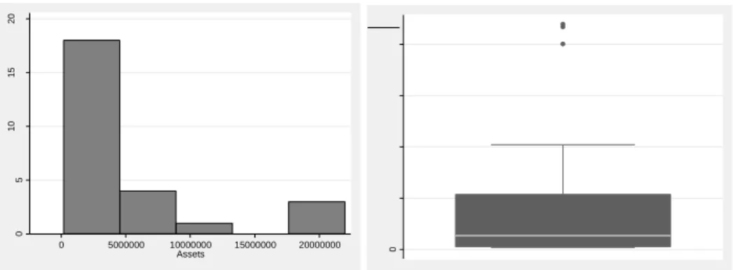 Figure 6.1: Histogram and Box Plot of Assets 