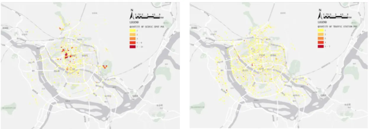 Figure 2-9 Distribution of green park Figure 2-10 Distribution of bus stops