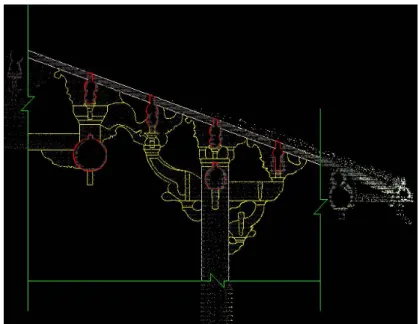 Figure 2-14 The drawing of the Dougong beams above the Gold Pillar using the point clouds 