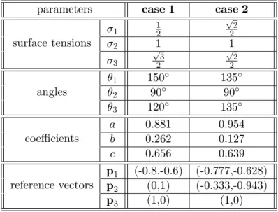 Table 3.2: Numerical parameters for case 1 and case 2