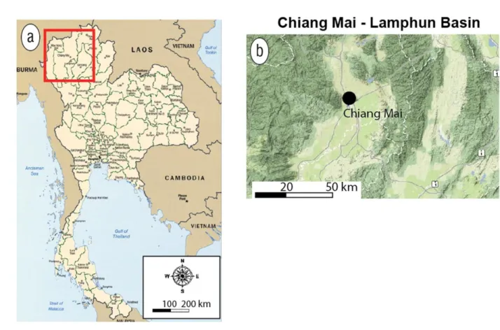 Fig. 1.4. Map of Chiang Mai and Chiang Mai – Lamphun basin. 