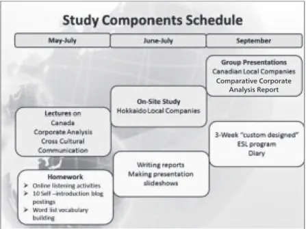 Figure 1: Program components according to an approximate monthly timeline