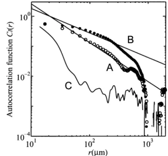 Figure 9   Angular- averaged  intensity  correlation functions of speckles in Figs. 7 and 8. 