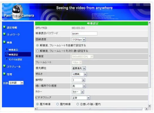 図 3-12 ：映像設定画面