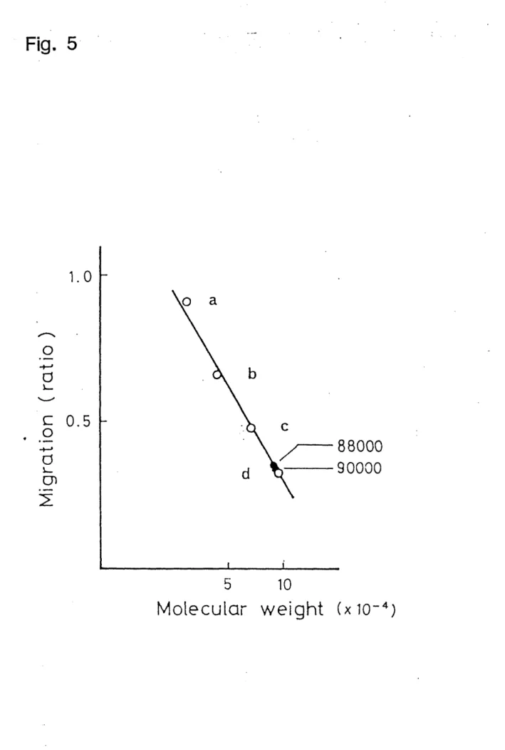 Fig. 5 1.0  A  pp 'U Ni  c O.5 . .9 'tii  -,,,],,,  E' oa bd c r 88000 9OOOO      5 Motecular  10 weight (X 10-4>