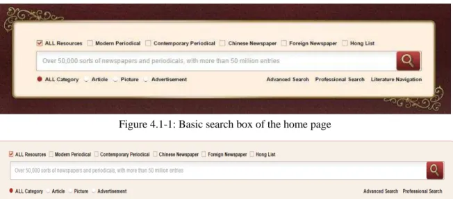 Figure 4.1-1: Basic search box of the home page 