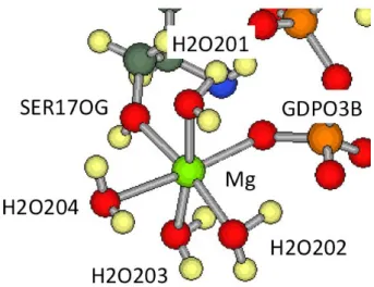 Figure 2.3: The structure of the Mg-subsystem of the H-ras GDP complex