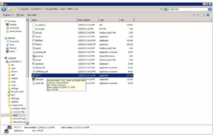 図  6: PuTTY* と PuTTgen* を <MPSS-install-dir>\bin に配置 