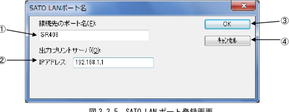 図 3.3.5. SATO LAN ポート登録画面 