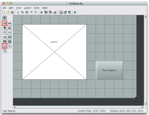 図 1.4. SinWave の初期状態              図 1.5. Push Button をクリックした後  表示された結果