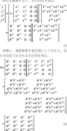 表 6  ROJ と ROW を内生的に扱った仮説的な関東地域間産業連関表  Intermediate  Final Demand  Export 