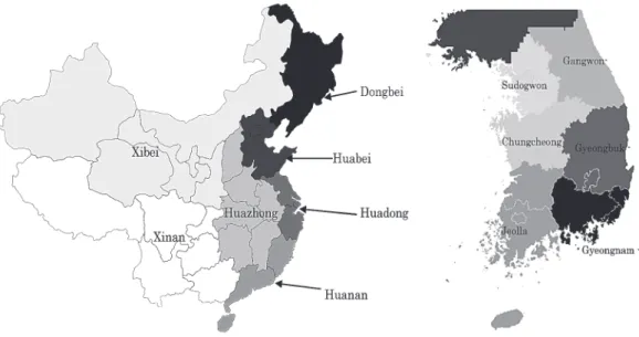 図 4 　Classification of regions in Kanto図 3 　Classification of regions in Japan