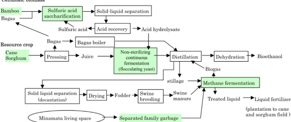 Fig. 11  Construction of resource recycling-oriented city in Minamata area putting bio-ethanol as core