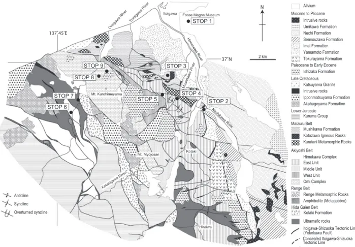 Fig. 2  Geological map of the Itoigawa area.