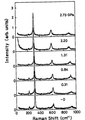 FIG. 10. Raman scattering spectra at various pressures at room temperature.