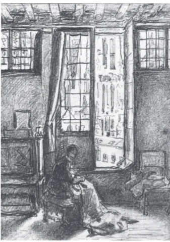 図 2　カリヨンの音が開かれた窓を通り抜けて居間に入り，日常生活に寄り添う。アンリ・デ・ブ ラーケレール画《デ・ベイアールド（カリヨン）》アントワープ国立美術館所蔵（Henri  de  Braekeleer, De Beiaard: 1874）Koninklijk Museum voor Schone Kunsten, Antwerpen