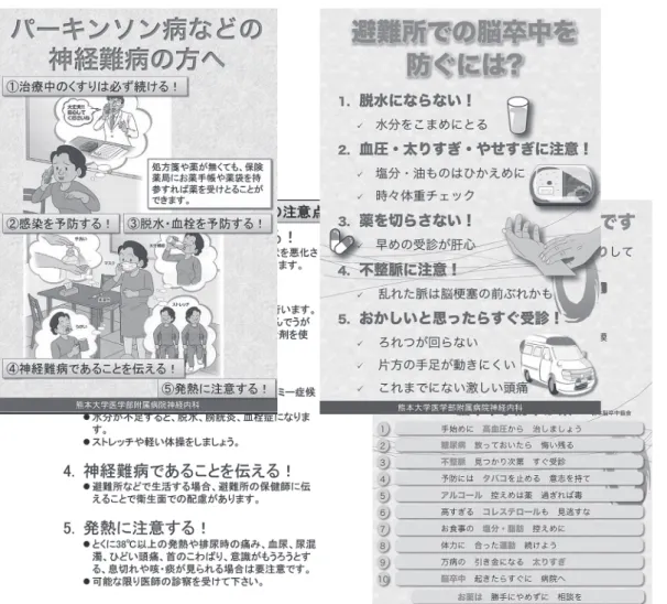 Fig. 2 Flyers distributed to evacuees in evacuation centers and outpatients.