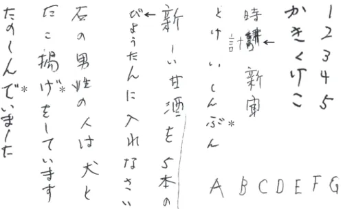 Fig. 2 Writing samples (3–5 days after onset).