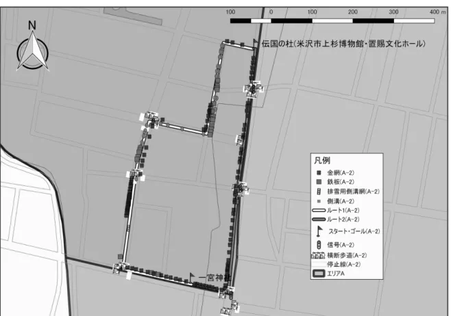 図 15 .  金網、 鉄板、 排雪用側溝網、 側溝 （エリア A ・ A − 2 コース）