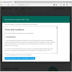 図 2.1 に表示されている緑色のボタン「DOWNLOAD ANDROID STUDIO 2.0 ...」をクリック