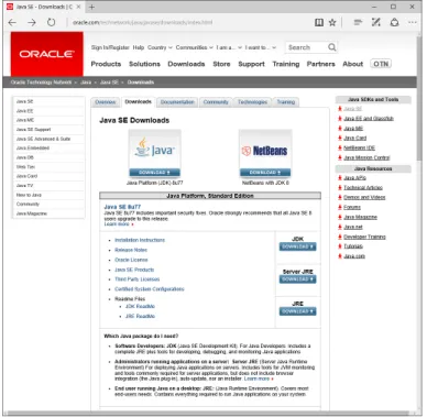 図 1.1 Java SE Development Kit 8 Downloads