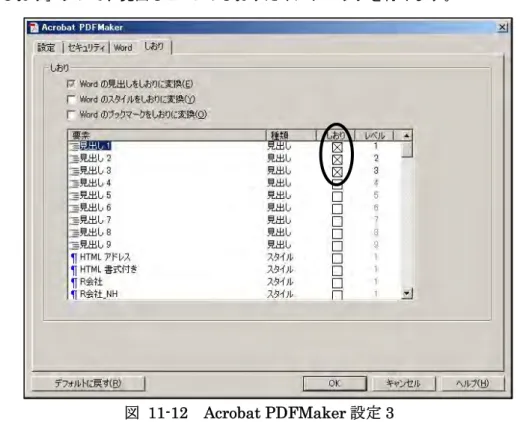 図 11-12  Acrobat PDFMaker 設定 3 