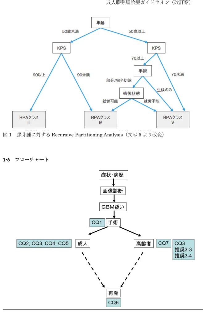 図 1  膠芽腫に対する Recursive Partitioning Analysis（文献 5 より改変） 