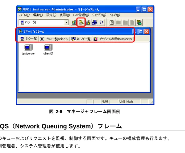 図 2-6  マネージャフレーム画面例 