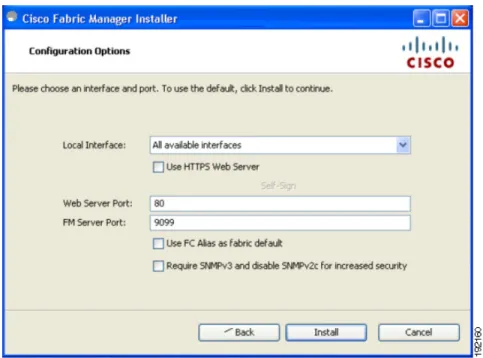 図 2-7 Fabric Manager Server  の  [Configuration Options]  ダイアログボックス
