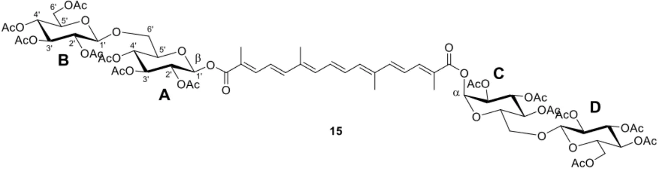 Figure 1.  Structure of acetylated crocin derivative 15 obtained in this study. 