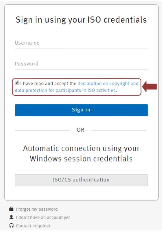 図 3 – ISO のログイン画面 