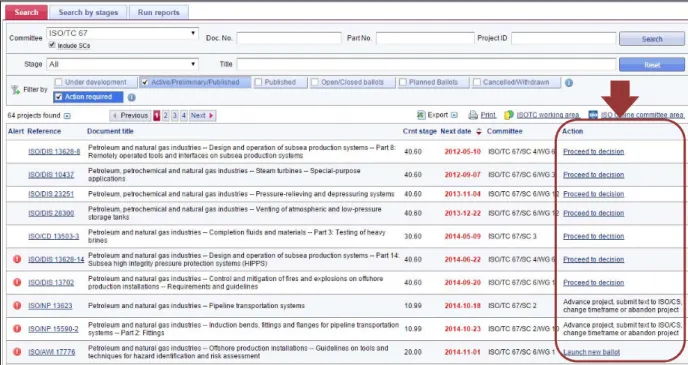 Figure 12 – Action required in Search result 