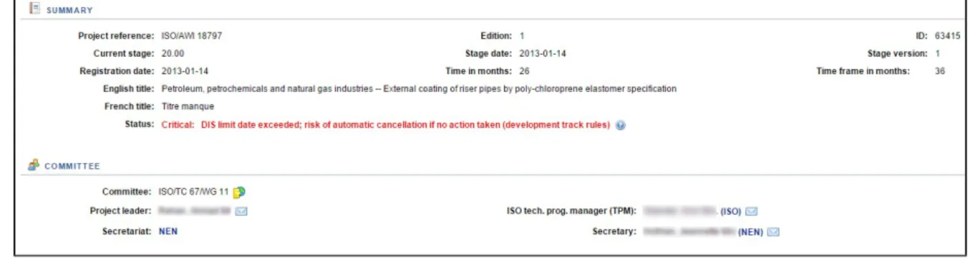 Figure 14 – Information on projects/deliverables 