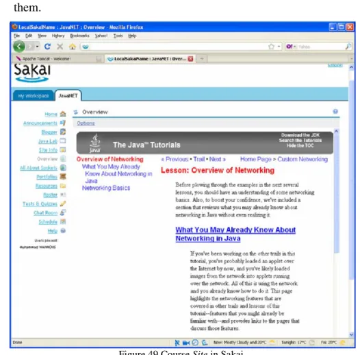 Figure 49 Course Site in Sakai 