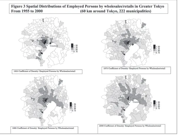 Figure 3 is the spatial distribution of employed persons by wholesale/retail. They belong to the service  sector