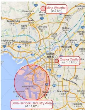 Fig. 11 Map showing the areas where the second experiment took place.