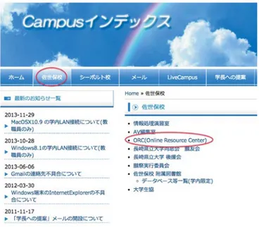 Figure 1: Online Resource Center Access from Campus インデックス