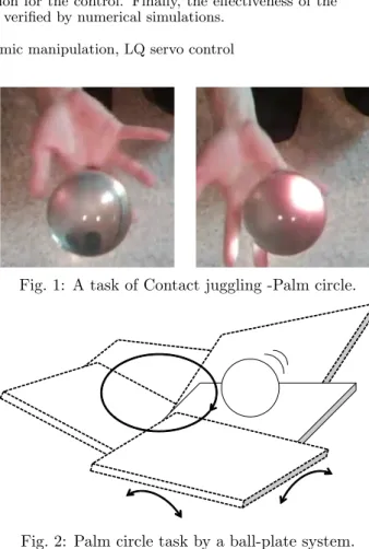 Fig. 1: A task of Contact juggling -Palm circle.