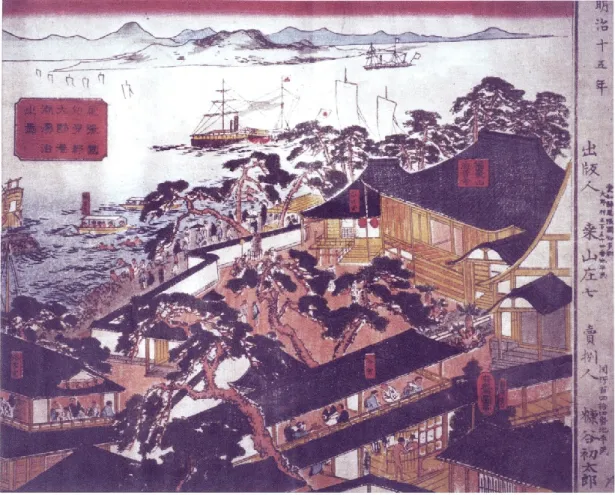 図 1-4  『尾張國知多郡大野港潮湯治之圖』にみられる潮湯治 