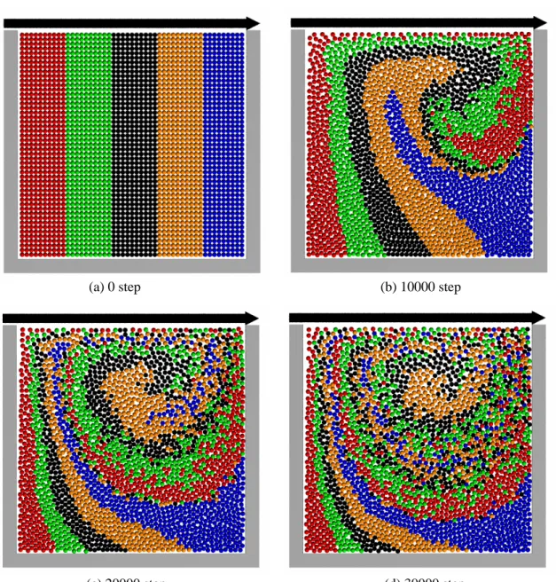 Fig. 6.1 Moving particles for Re=100 