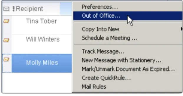 tab, scroll down to  Vacation Responder.