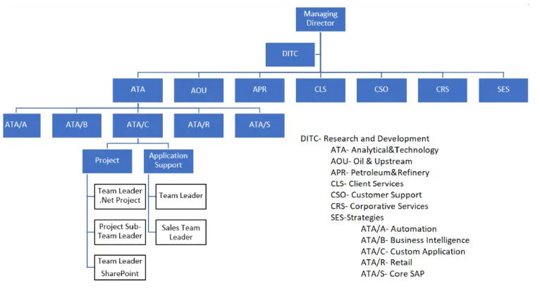 Figure 10. Company B ’s divisions and the managers interviewed in this research. 